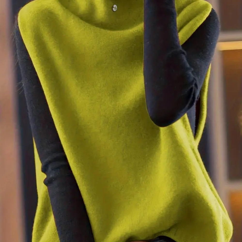 Elegant Two-Tone Sweater - Lime and Black